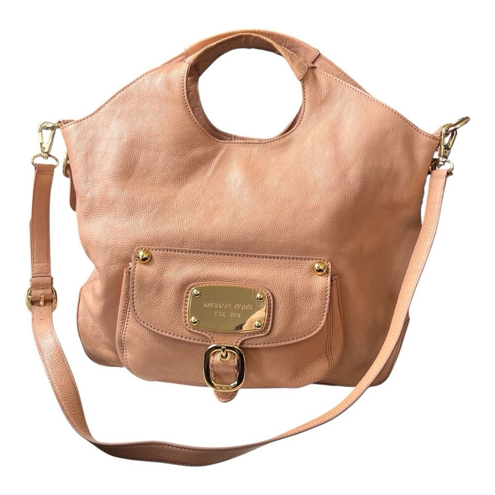 Michael Kors Hudson Downtown Tote Leather Large Satchel Bag 13x14" READ